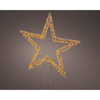 Kaemingk Mikro-LED-Pfahlleuchte aus Korbgeflecht, stabile Außenlänge: 1 cm x B: 76 cm x H: 92 cm