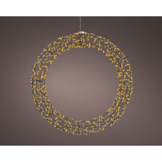 Kaemingk Mikro-LED-Kranz, stabil, Außenlänge 7,5 cm x B. 58 cm x H. 58 cm