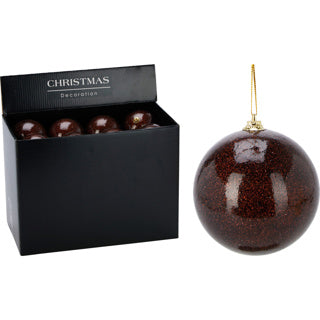 Weihnachtskugel 80mm Glitzer braun