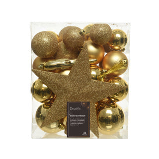 Kaemingk decoris Weihnachtskugeln Mattglas Glitzer 33 Stück Gold