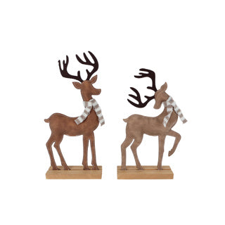 Skulptur Rentier braun 2-fach sortiert 15x5x31cm