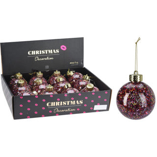 Weihnachtskugel 8cm transparent rosa