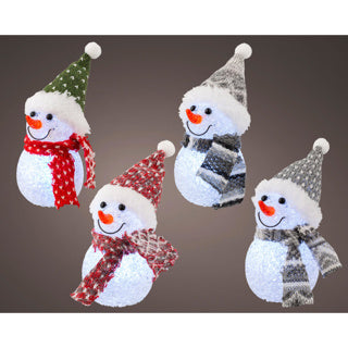 LED-Schneemann-Stoff, stabile Innenseite, 4 Seiten, Durchmesser 6 cm x Höhe 16 cm | 24 Stück