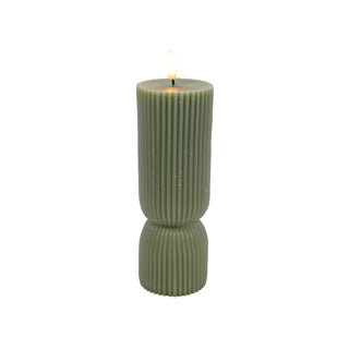 Keine Marke LED-Kerze gerippt weichgrün d7x20cm 2xaa exkl.