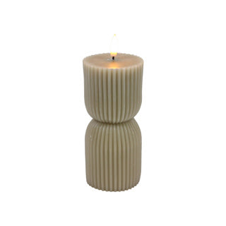 Keine Marke LED-Kerze gerippt grau d7x15cm 2xaa exkl.