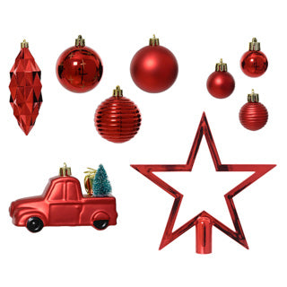 Kaemingk decoris Weihnachtsbaumschmuck 67-teilig rot