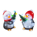 LED-Pinguin-Acryl-Pinguine-Steadybo für den Außenbereich, 2-fach, 17 cm x 17,5 cm x 26 cm