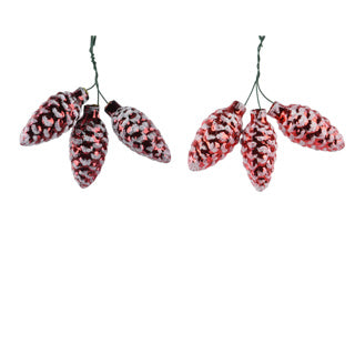 Tannenzapfen auf Drahtglas, 2 Farben, Durchmesser 3 cm x H. 6 cm | 24 Stück