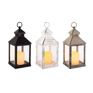 Kaemingk LED-Laterne, Kunststoff, quadratisch, Feuer, Flammeneffekt, für den Innenbereich, 3 Farben, sortiert 11 cm x B 11 cm x H 22,5 cm | 2 Stk