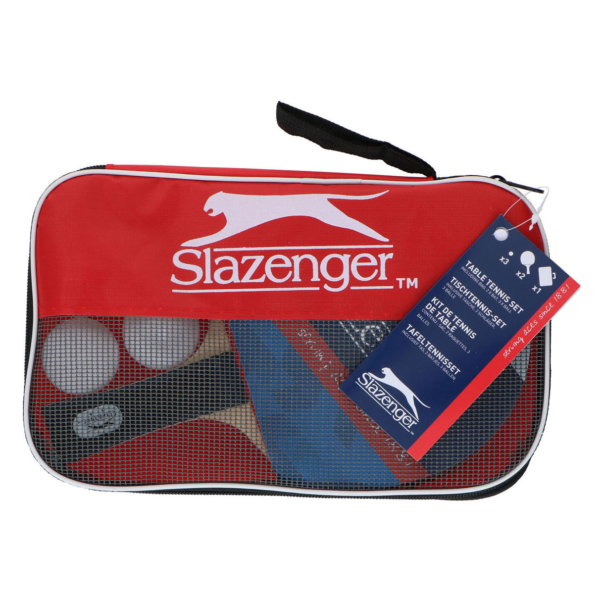 Slazenger Tischtennis-Set 6-teilig – mit 4 Tischtennisbällen und 2 Tischtennisschlägern – Tischtennis-Set mit Aufbewahrungstasche