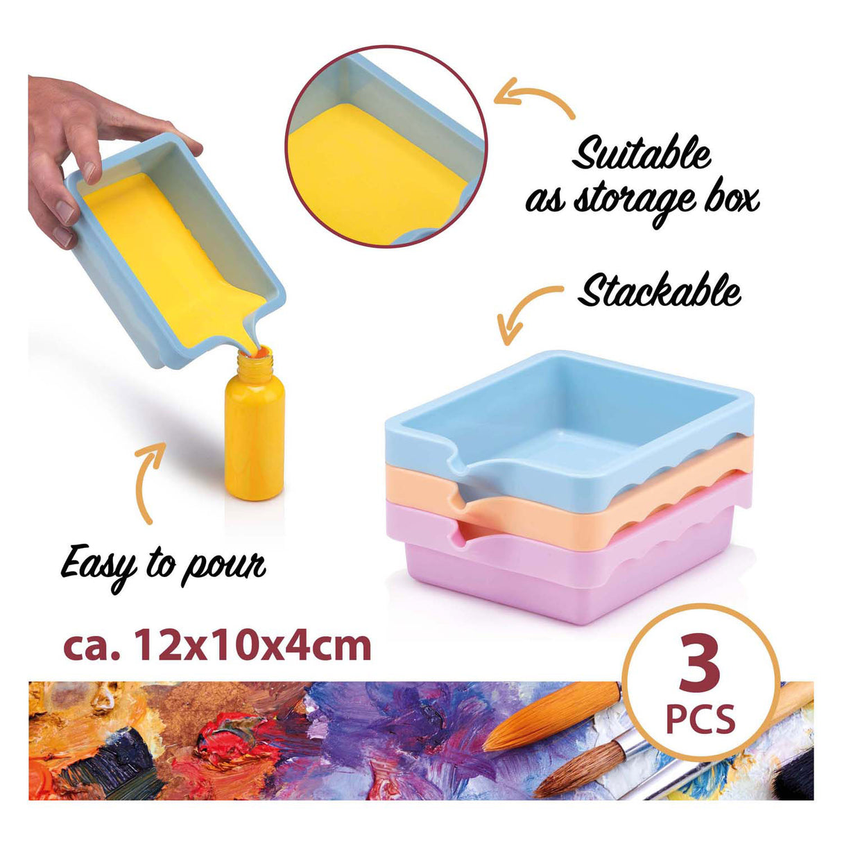 Paletten-Mischschalen mit Farbe, 3-tlg.