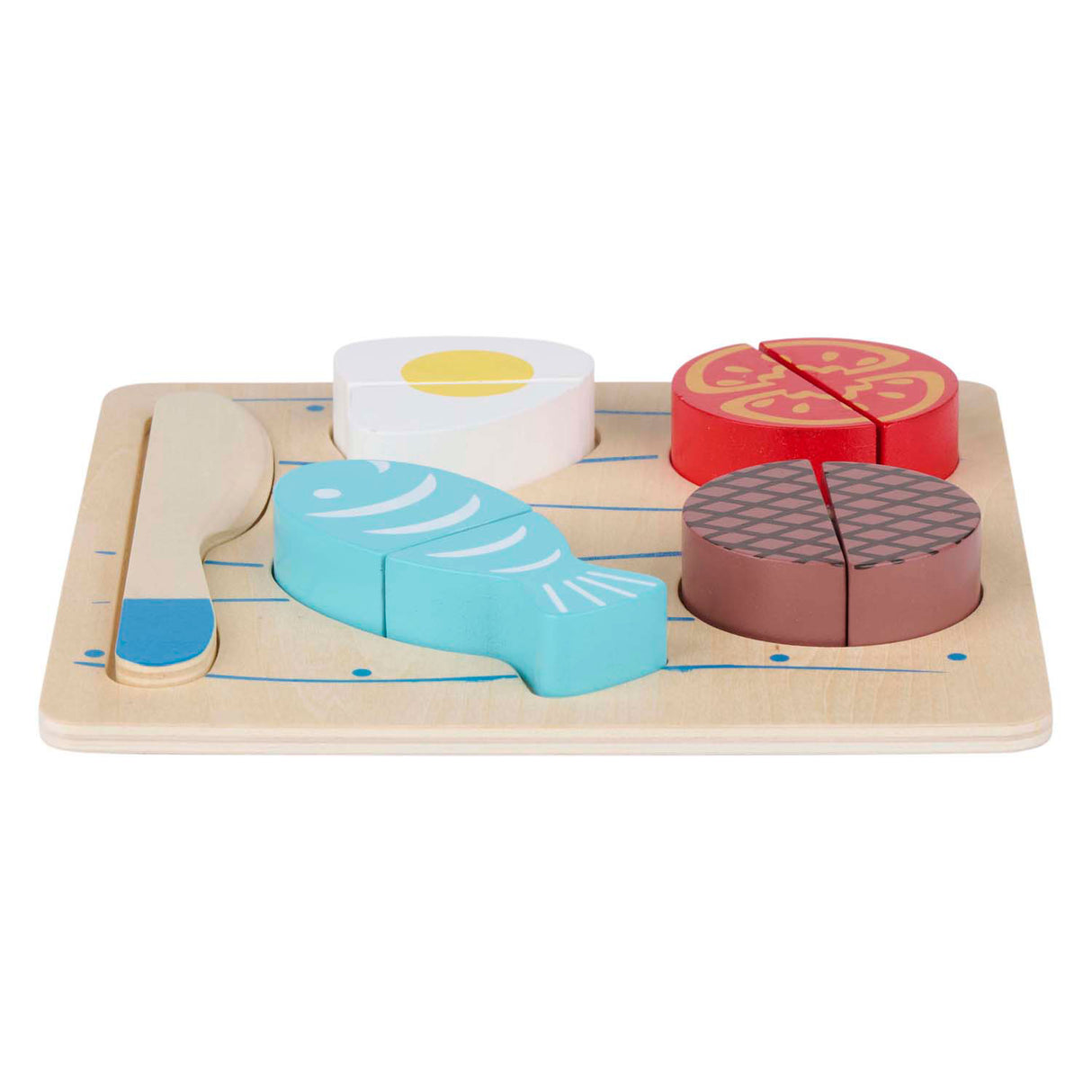Holzschneidepuzzle Fleisch Fisch - 9 Teile.