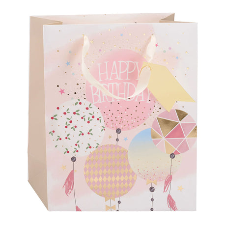 Edco Geburtstagsgeschenktüte – ca. 32x26x12 cm - Happy Birthday Geschenktüte - Geburtstagsgeschenktüte mit Henkeln - Geschenkverpackung für Geburtstagsgeschenke - sortiertes Design - 1 zufällige Tüte