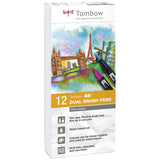 Tombow • Pinselstift, Dual-Pinselstift-Set, Primärfarben, 12 Stück