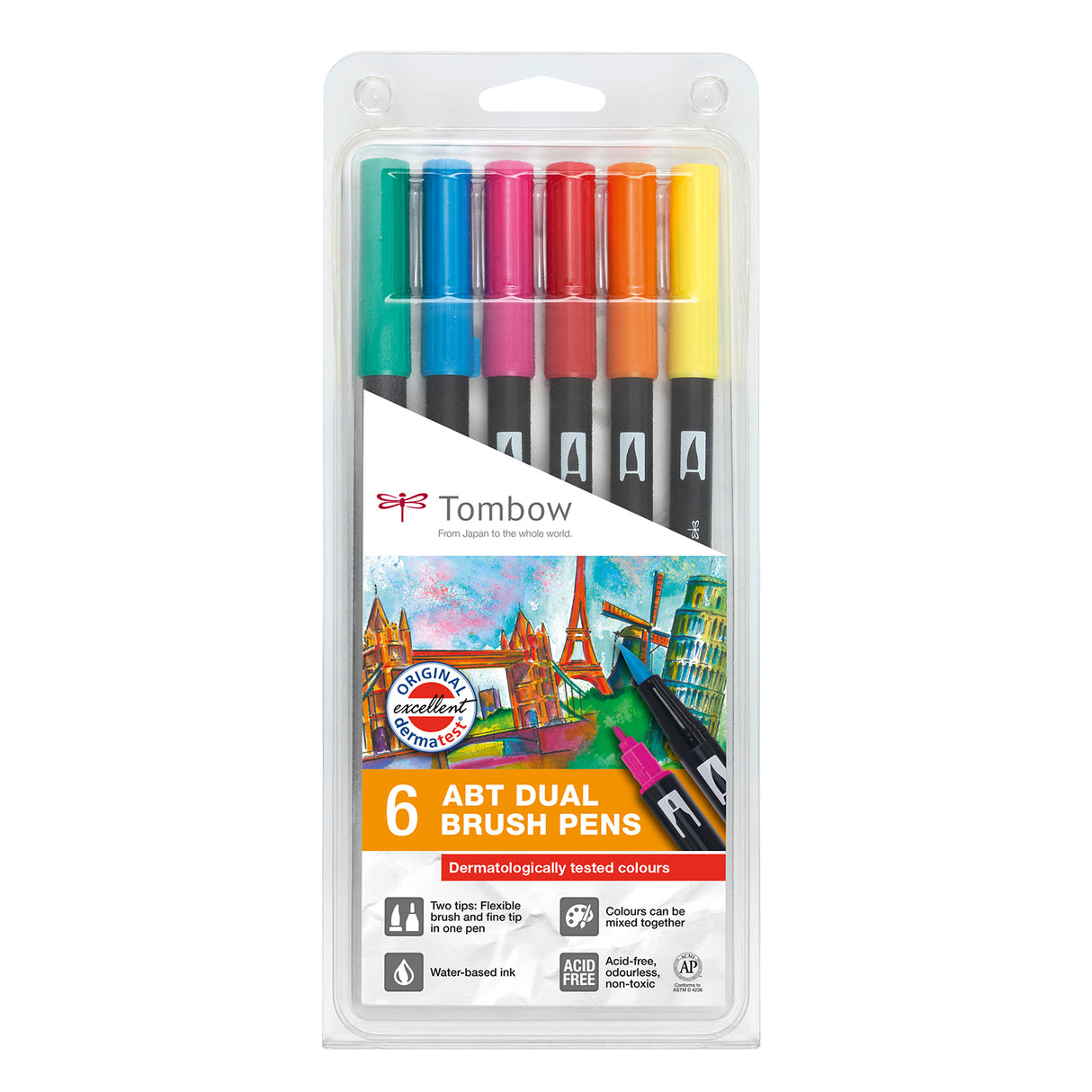 Tombow • Pinselstift ABT Dual Brush Pen Set dermatologisch 6tlg