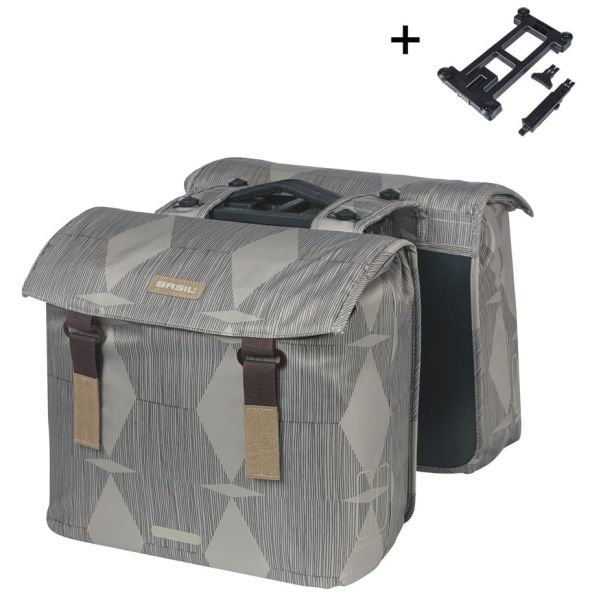 Basil Doppelte Fahrradtasche Elegance Mik 40 – 49 Liter – Chateau Taupe