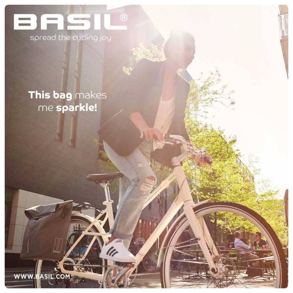 Basilikum City Shopper - Fiethopper, grauer Nahkampf, 14-16l, Veganer Leder, Wasserbehörden, Reflexion, Reflexion