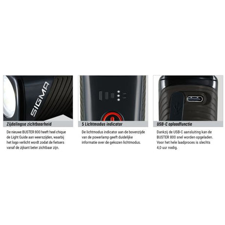 Sigma Scheinwerfer Buster 800 LED -Schraubenhalter -li -ion -Batterie USB