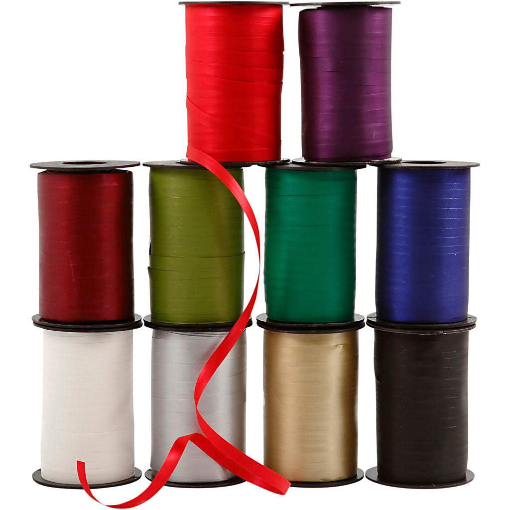 Creativ Company Geschenkband, B: 10 mm, verschiedene Farben, 10x250 m 1 Karton