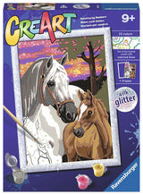 Ravensburger Kreart Gemälde bei Nummer - Sonnenuntergang Pferde