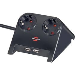 Tischsteckdosenleiste Brennerstuhl USB-Ladegerät 1,8m schwarz