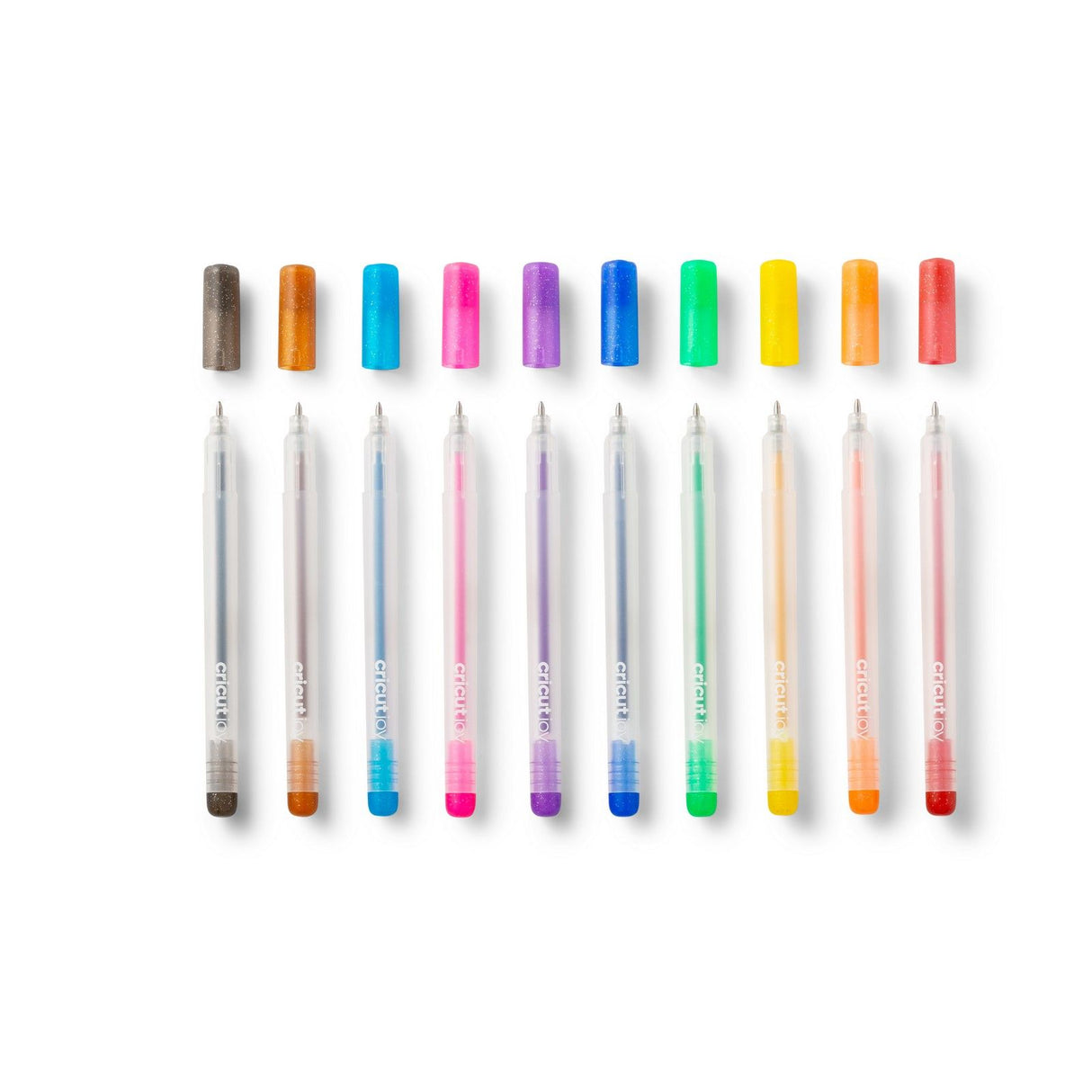 Cricut Joy • Glitzer-Gelstifte, 10er-Pack (Regenbogen + Rosa, Braun, Schwarz)