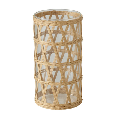 Boltze Home Vase Favro Glas mit Seegrasgehäuse ã˜11xh20cm