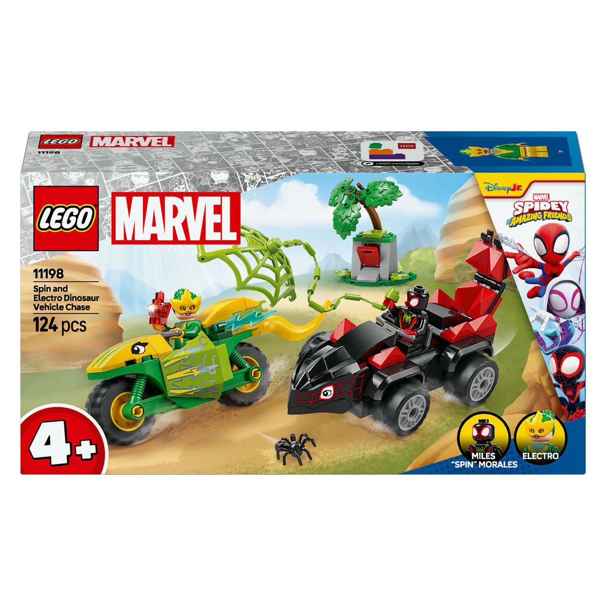 LEGO SPIDEY 11198 Spin et Electro Chase avec des véhicules de dinosaures