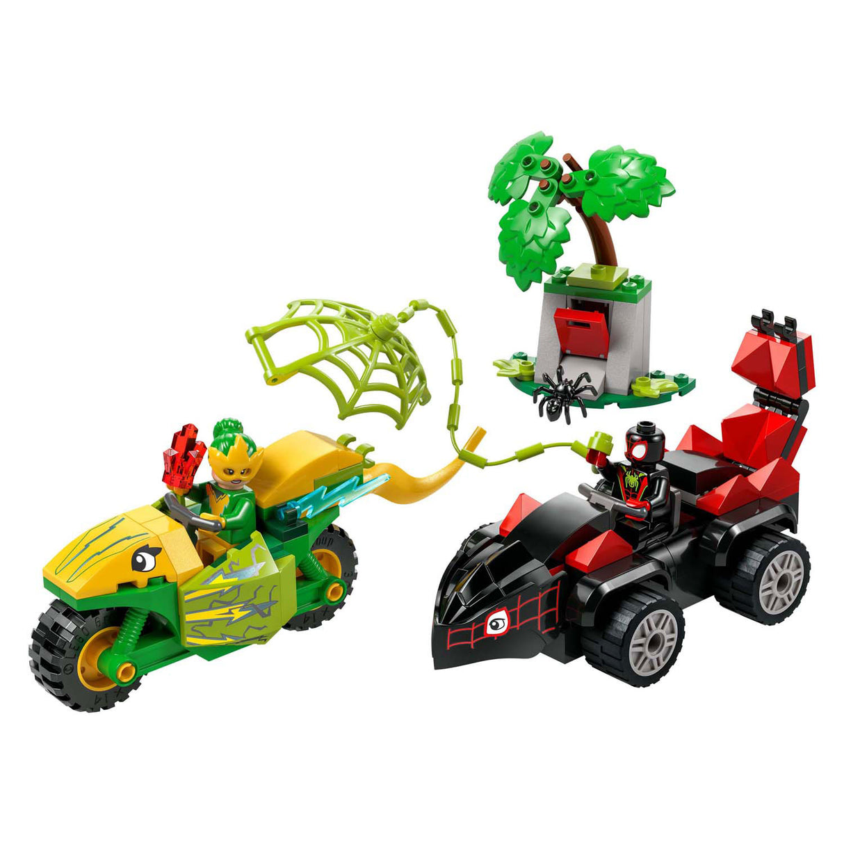 Lego Spidey 11198 Spin ed Electro Chase con veicoli di dinosauro