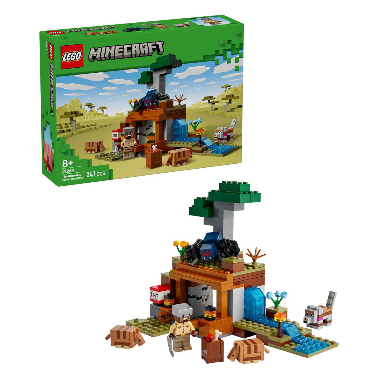 Lego minecraft 21269 de gordeldieren bij de mijn