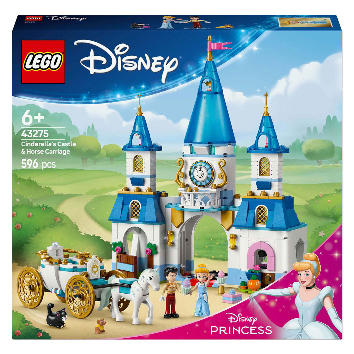 LEGO Disney Princess 43275 Castle de Cenicienta y entrenador de caballos