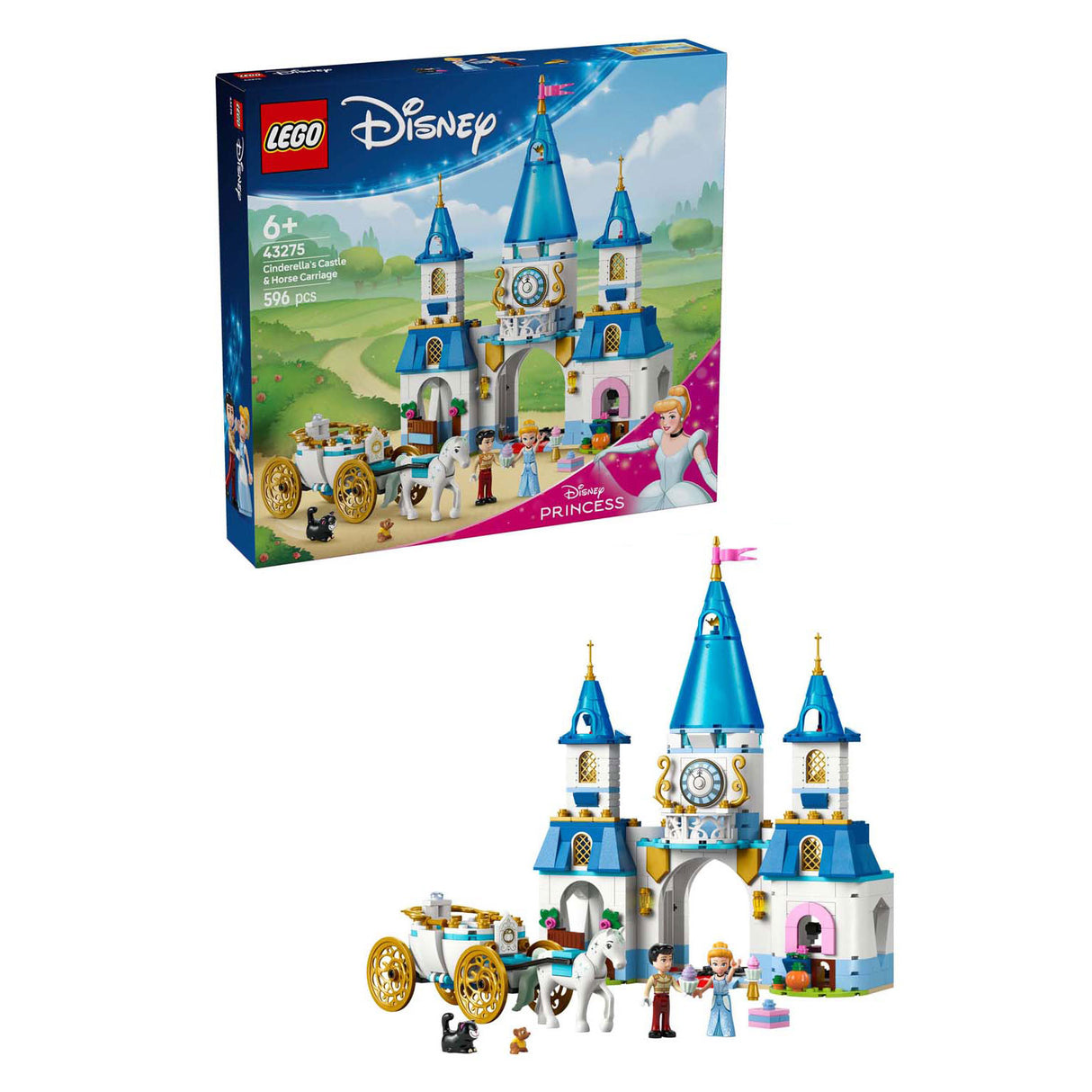 LEGO Disney Princess 43275 Castle de Cenicienta y entrenador de caballos