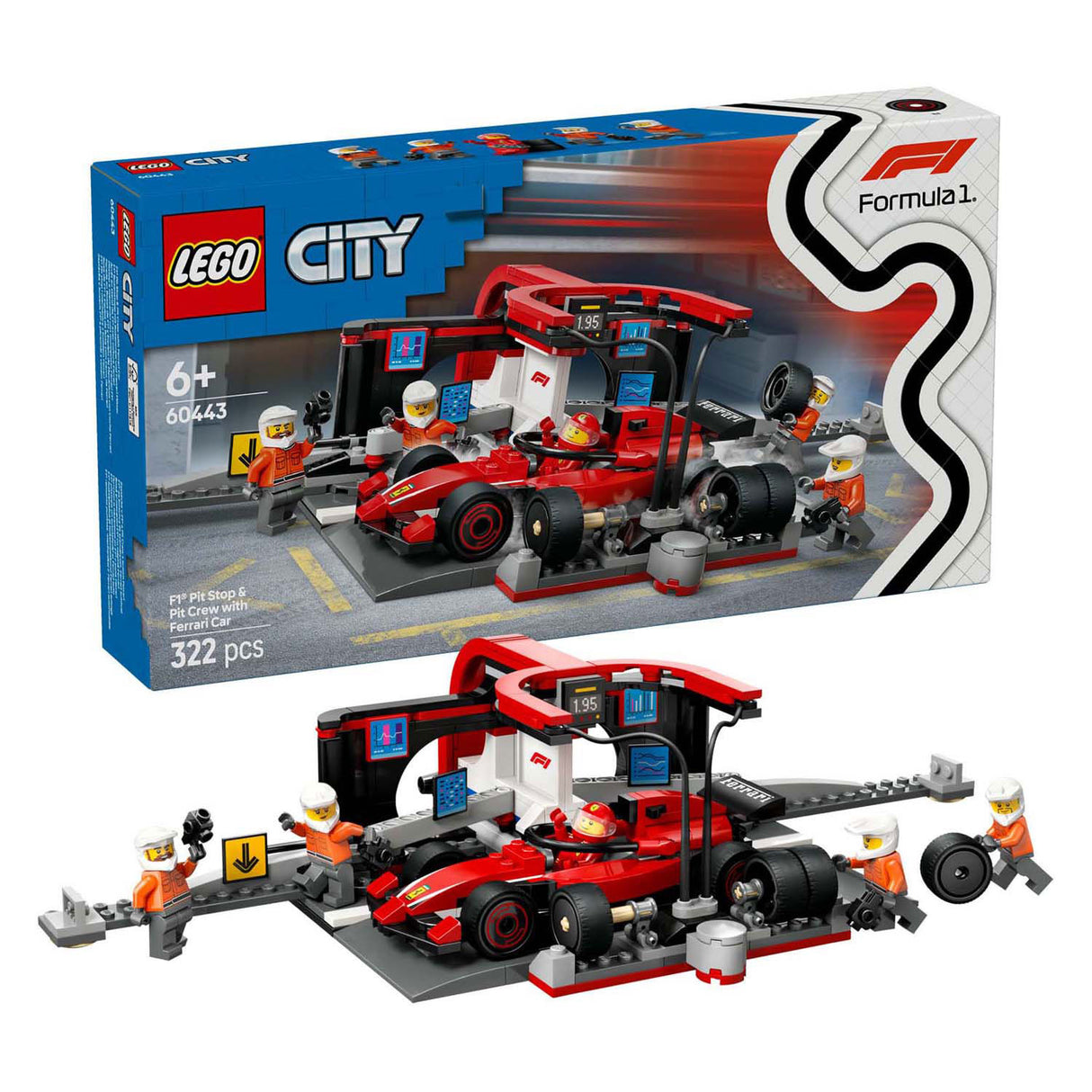 LEGO City 60443 F1 Pitstop i Pitcrew z Ferrari Auto