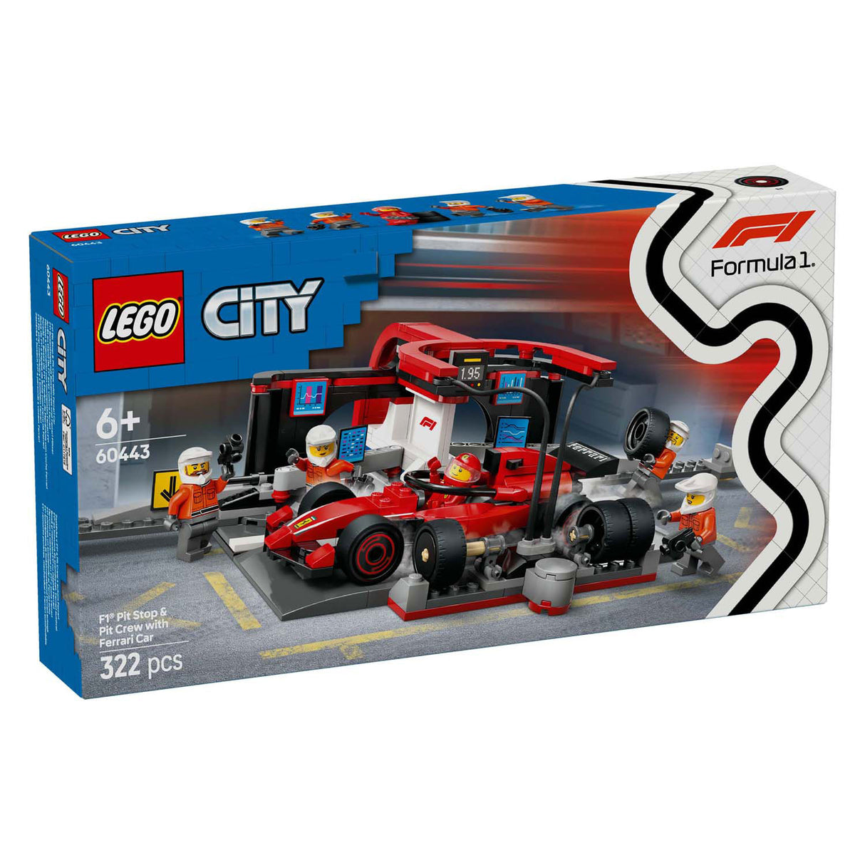 LEGO City 60443 F1 Pitstop i Pitcrew z Ferrari Auto