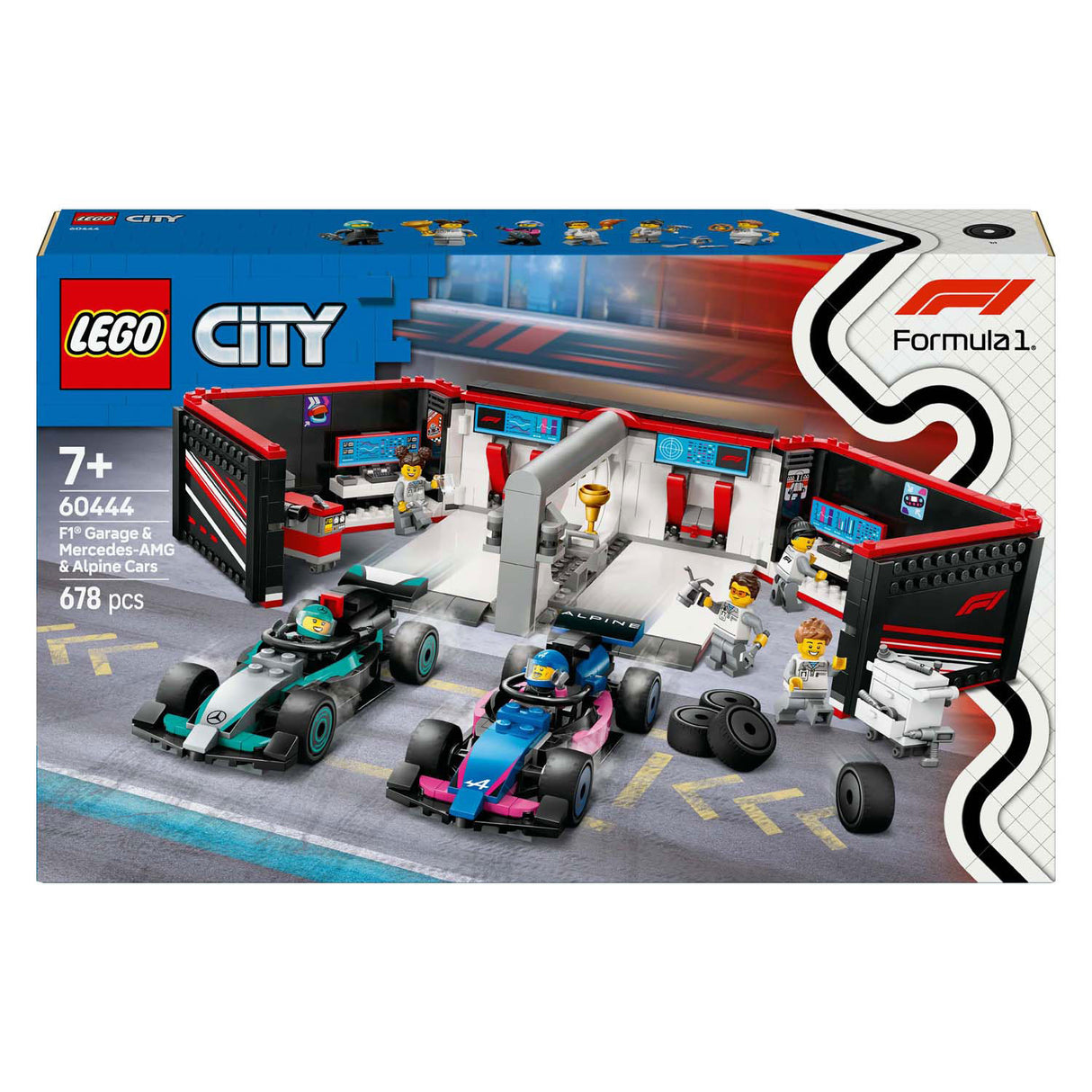 Lego City 60444 F1 Garage med Mercedes-AMG og Alpine biler