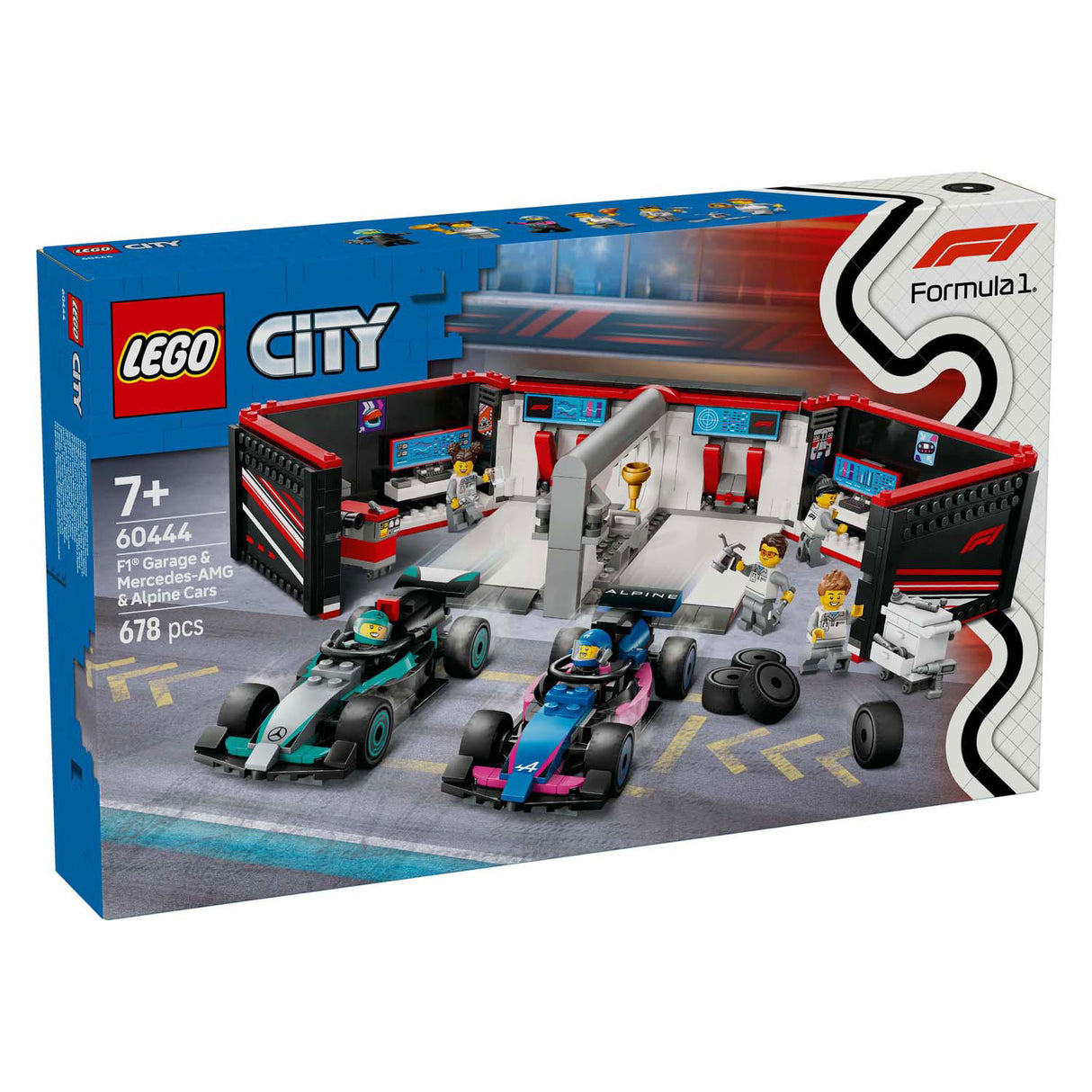 LEGO City 60444 F1 Garaż z samochodami Mercedes-AMG i alpejski