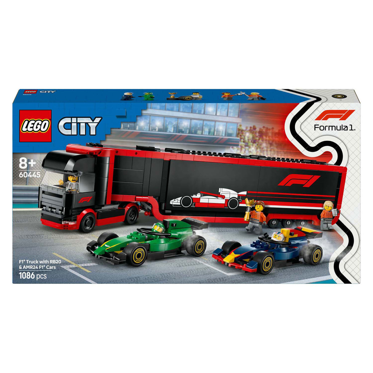 Lego City 604445 F1 Camion mat RB20 an Amr24 F1 Autoen