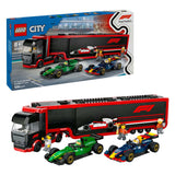 Lego City 60445 F1 Truck con auto RB20 e AMR24 F1