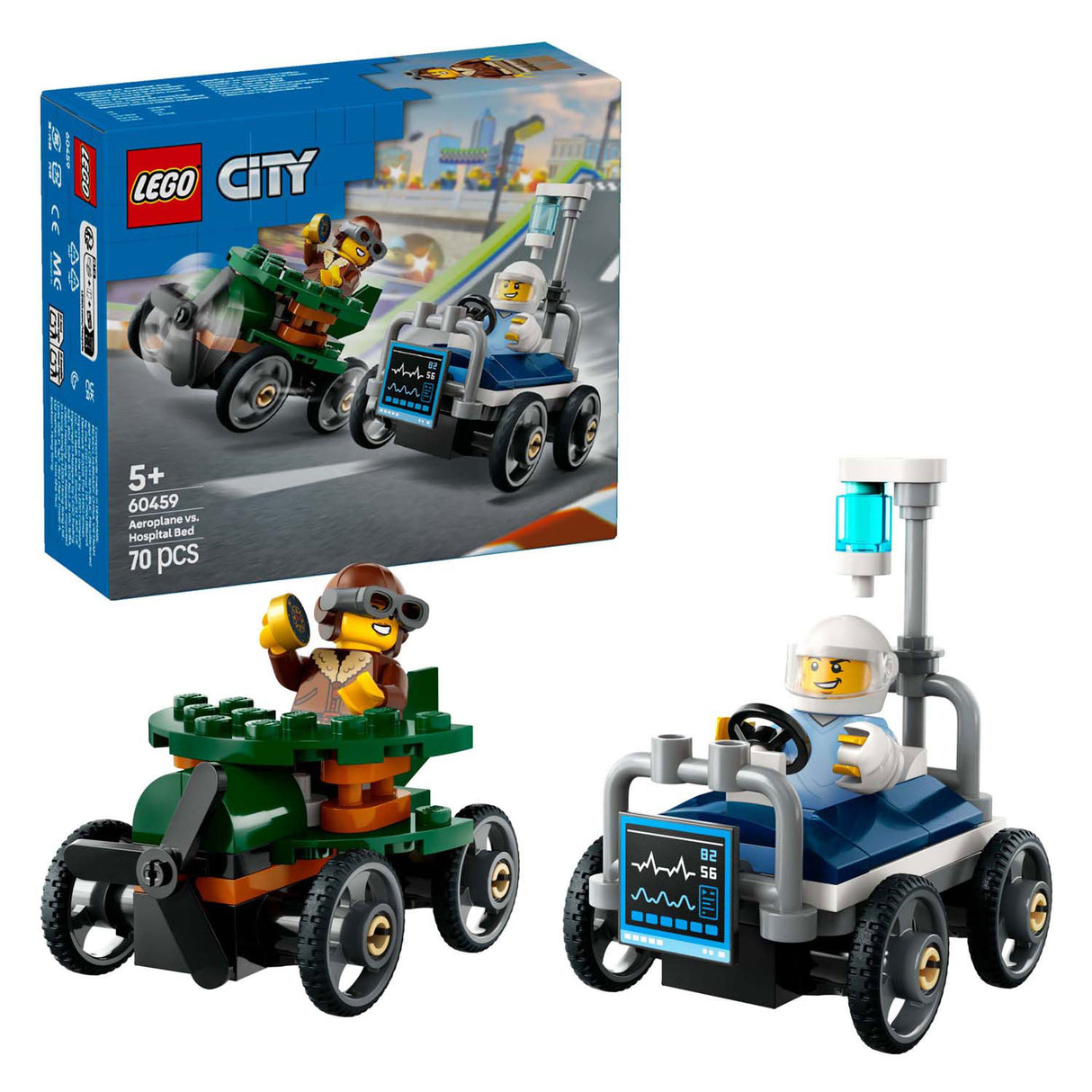 Lego city 60459 raceautopakket: vliegtuig vs. ziekenhuisbed