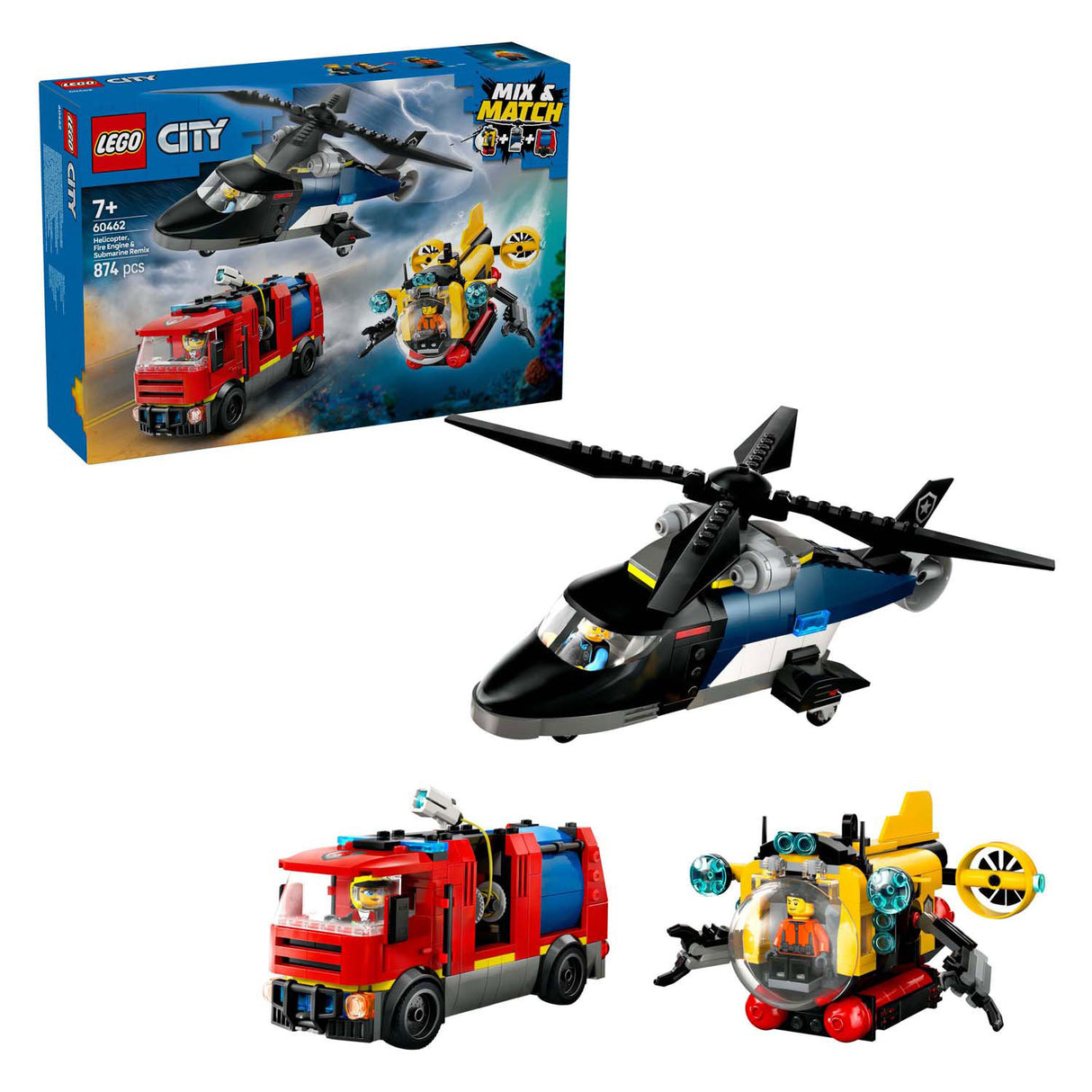 Lego City 60462 helikopter, gasilski voziček in remix