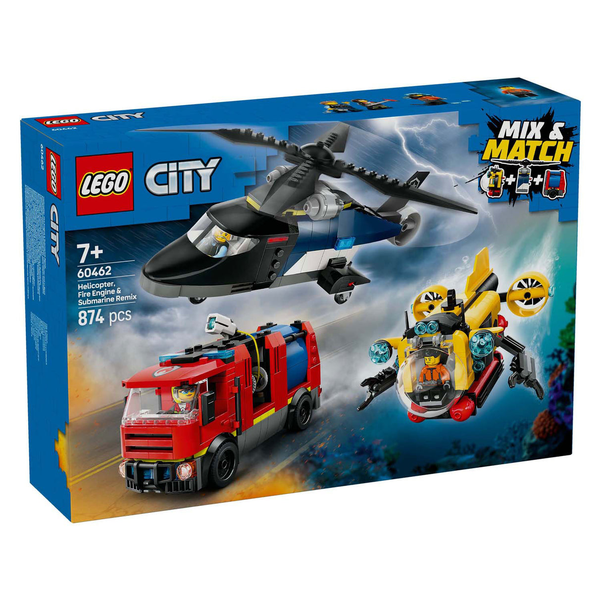 LEGO City 60462 Helicopter, fire truck and Submire Remix