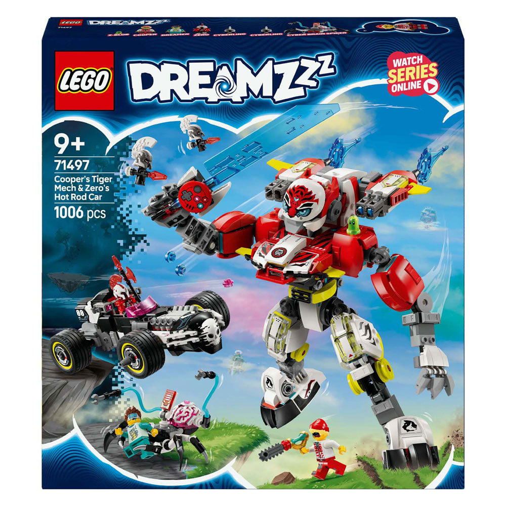 Lego Dreamzzz 71497 Coopers Tiger Mech und Zero's Hot Rod Auto
