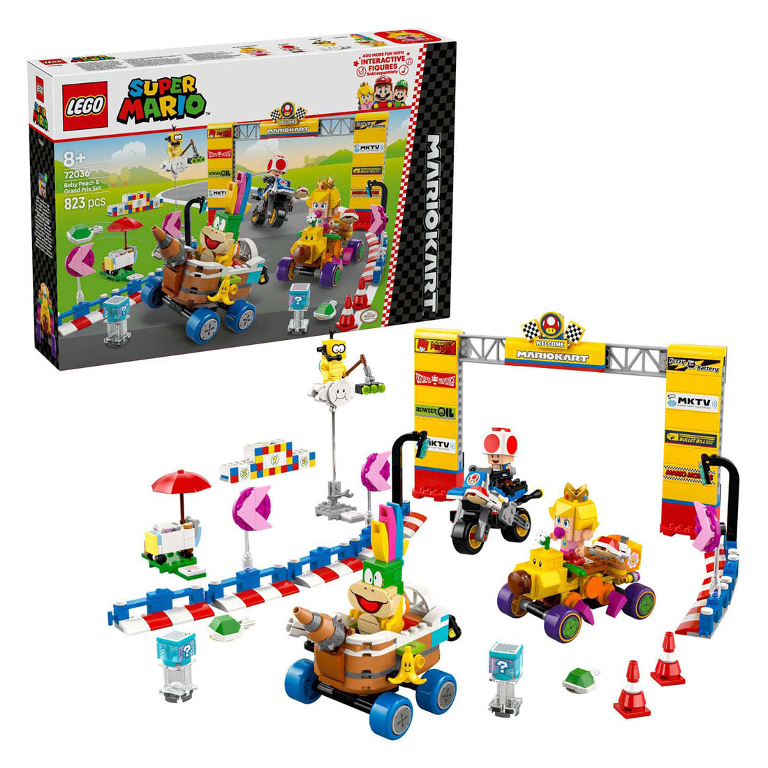 Lego super mario 72036 mario kart baby peach en grand prix set