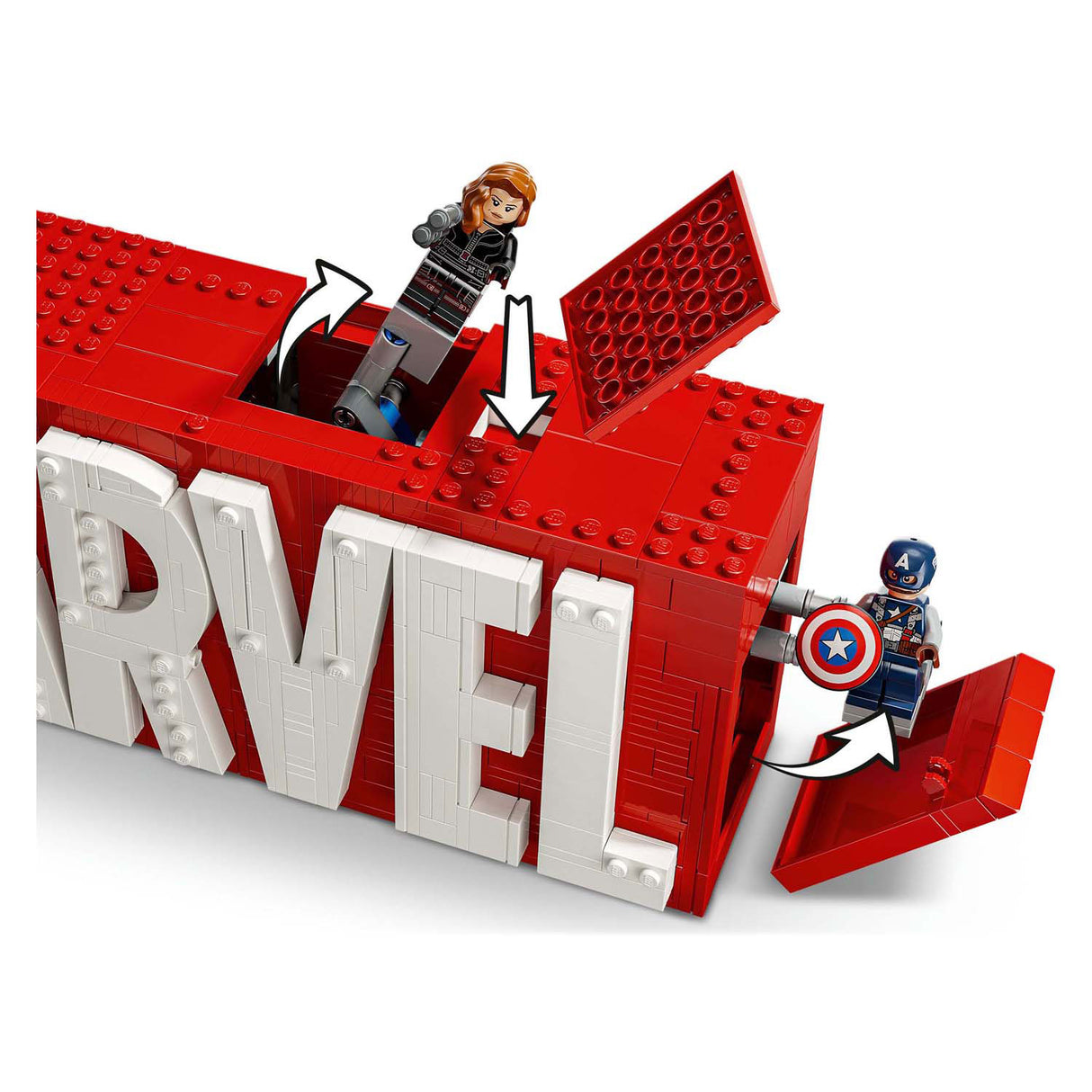 LEGO Super Heroes 76313 Marvel logo and minifigures