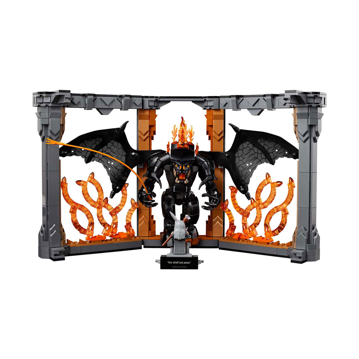 Lego Icons 10367 Buchstütze „Der Herr der Ringe Balrog“.