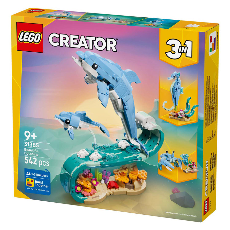 Lego® Creator 3in1 Meerestiere: Wunderschöne Delfine – in ein Seepferdchen oder eine Krabbe umbauen – 31385