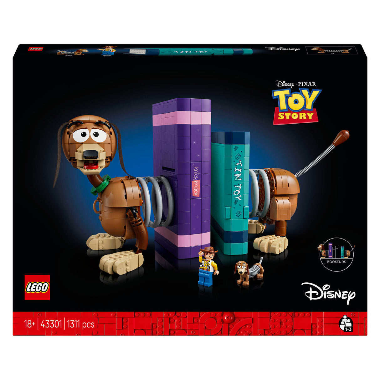 Lego disney en pixar toy story slinky hond boekensteunen bouwpakket voor volwassenen - 43301