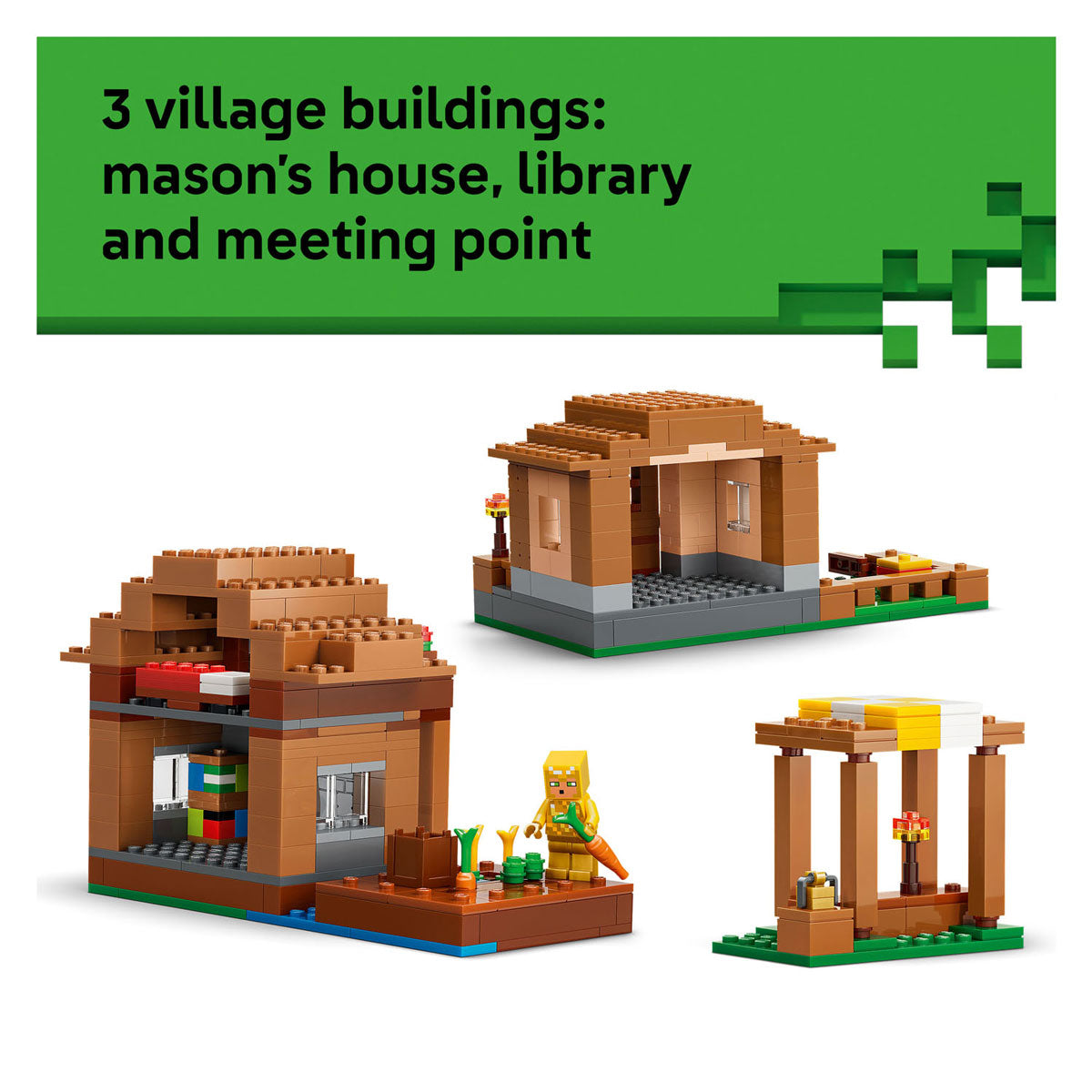 Lego minecraft oproeper dorpsaanval speelgoed voor kinderen met 11 figuren uit de videogame 21596