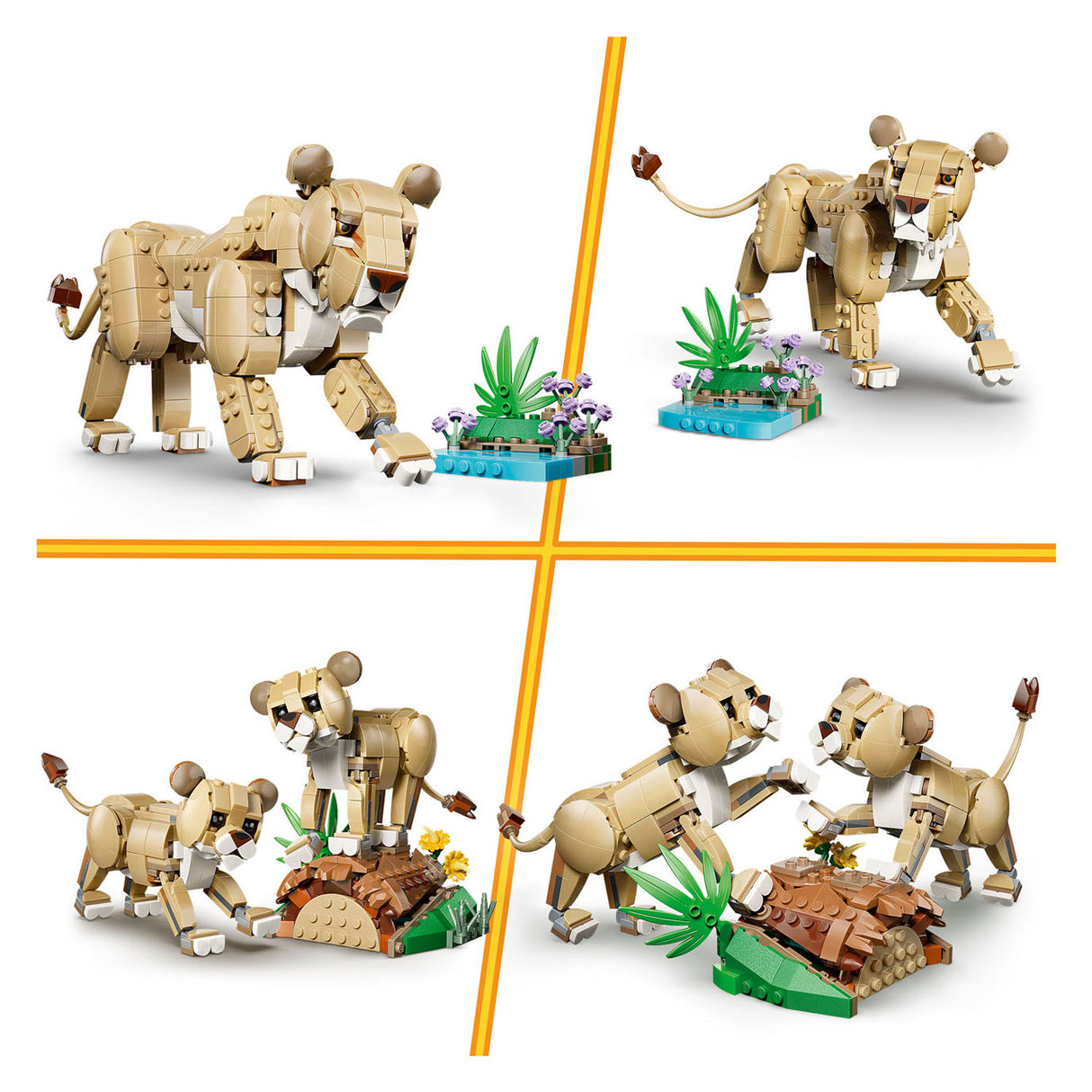 Lego creator 3in1 wilde dieren: majestueuze leeuw speelgoed voor kinderen met dieren figuren 31386