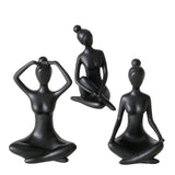 Boltze Home Statue Yoga Frau aus schwarzer Keramik H10cm